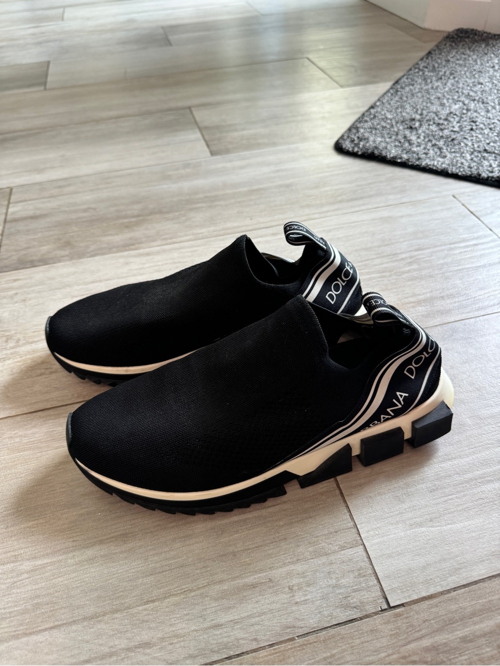 Dolce & Gabbana Black and White Stretch Mesh Sorrento Sneakers
